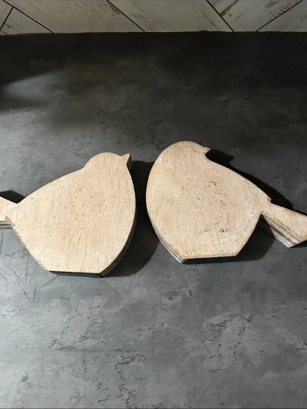 Wooden Decorative Bird Pair in Natural White Wash - Home Accents